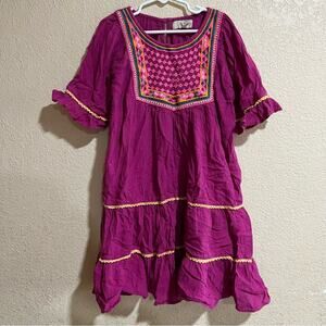 Peek pink bohemian embroidered dress